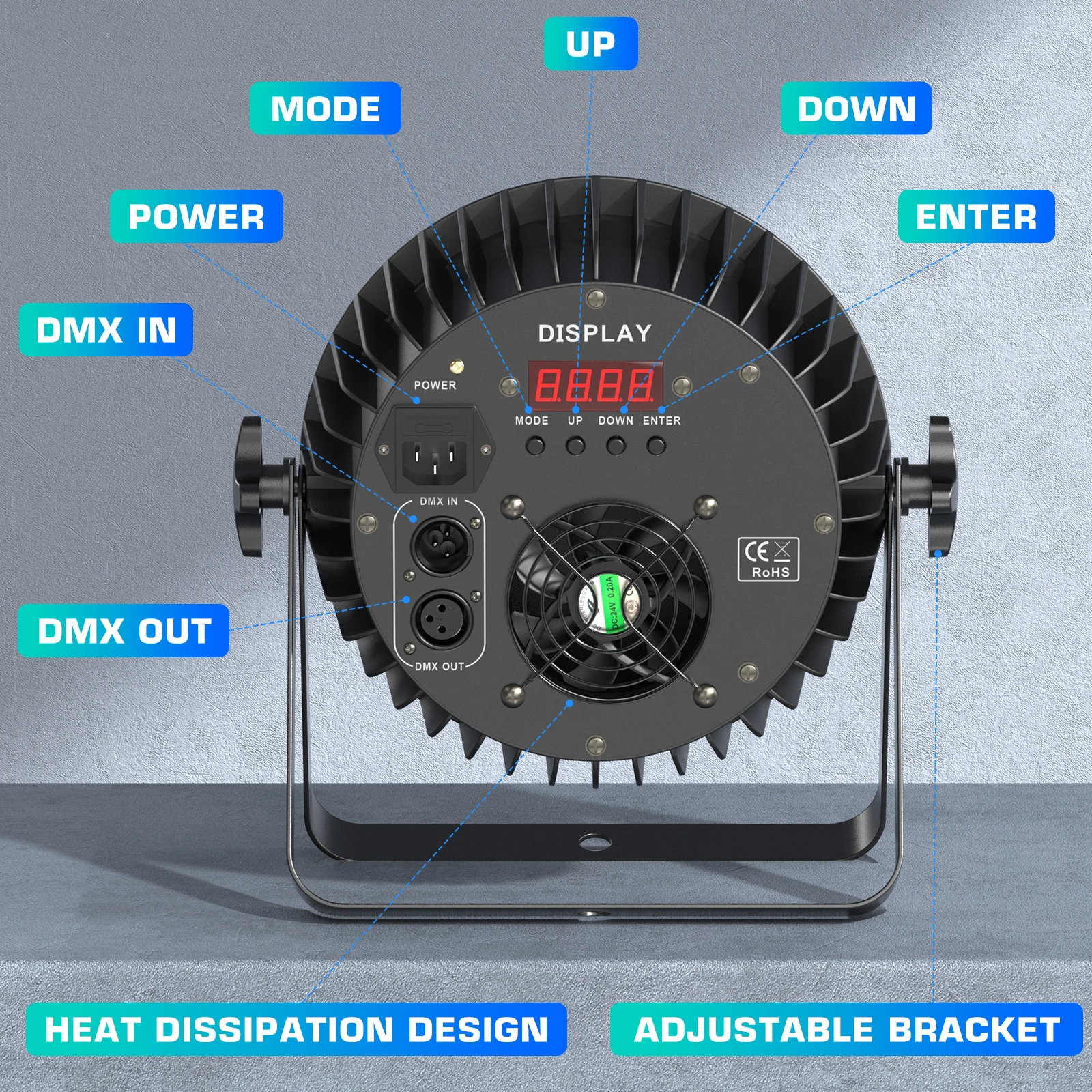 Somspot 4PCS 18x12W LED Par Light RGBWA+UV 6in1 Stage Effect Lighting Projection for Disco Party Concert Church Wedding Theater