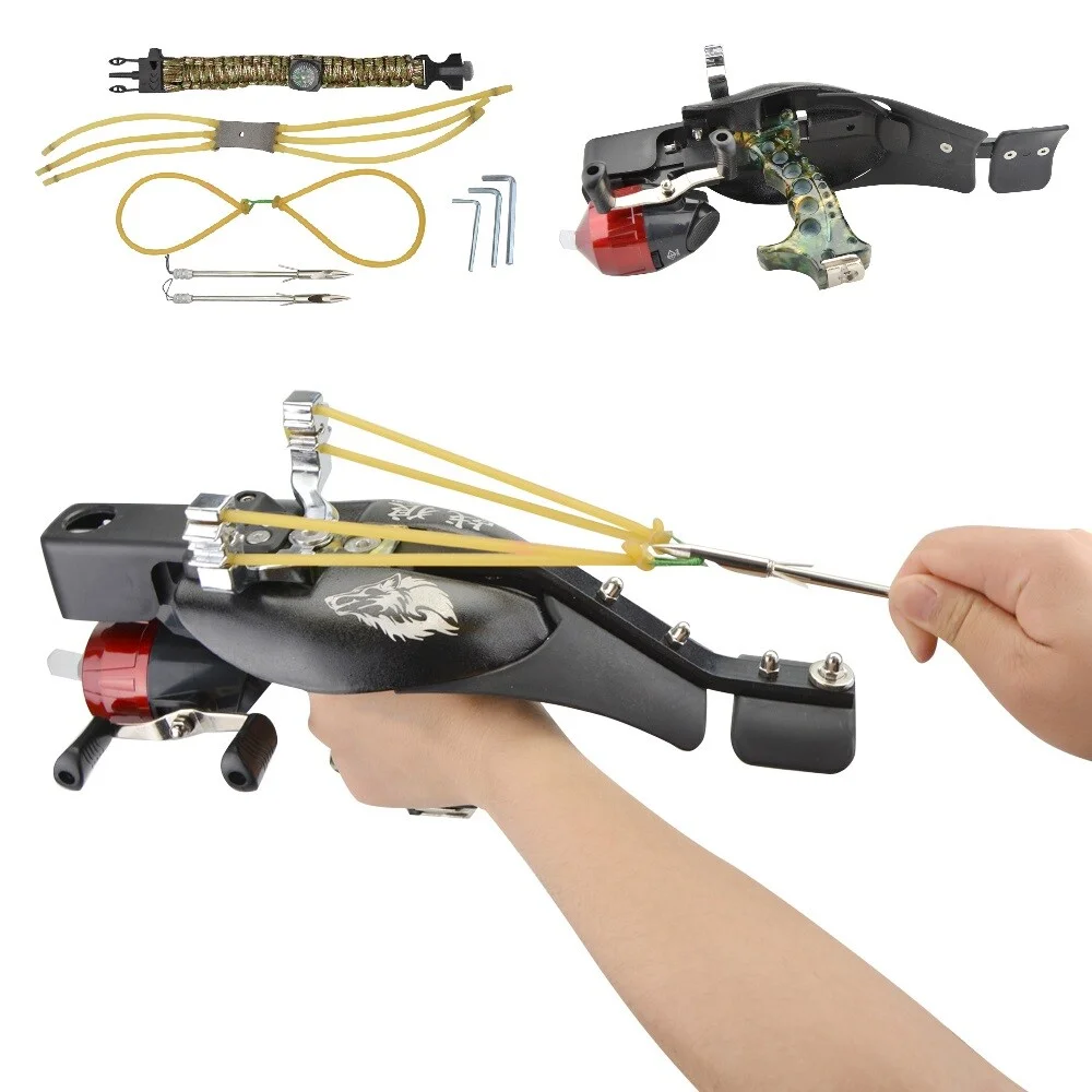 

Fishing Line Wheel Slingshot High-speed Shooting Steel Ball Dart Catapult Slingshot Handheld Fishing Hunting with Infrared Sight