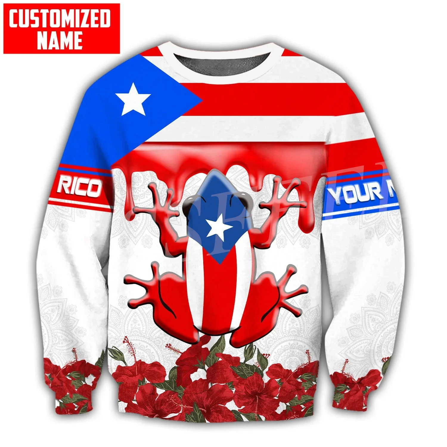 Custom Name Country Puerto Rico Boricua Taino Caribbean Sea Tattoo Retro 3DPrint Harajuku Casual Funny Pullover Jacket Hoodies J