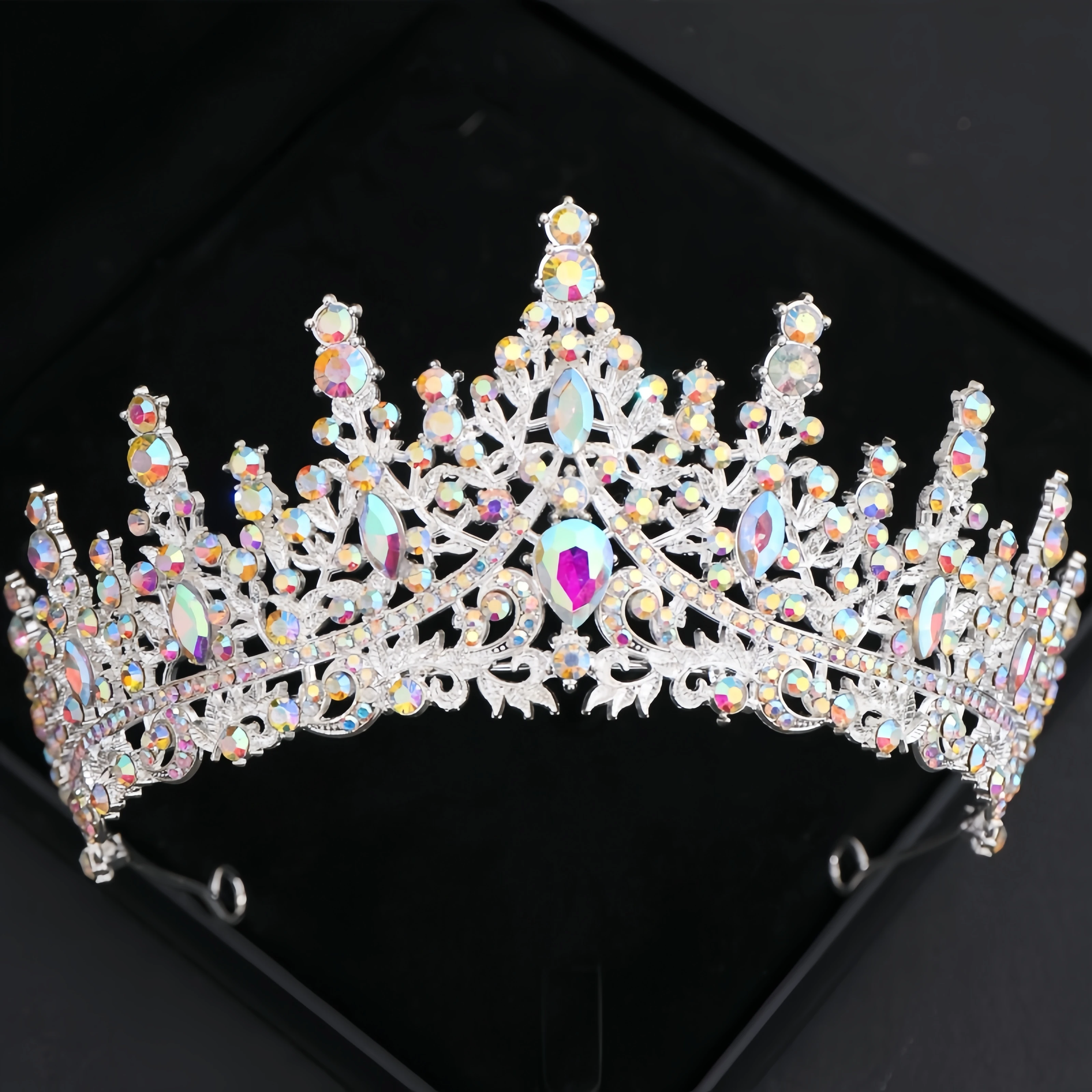 فضي اللون حجر الراين كريستال التيجان والتيجان الفاخرة حزب التيجان للنساء الزفاف الزفاف إكسسوارات الشعر التيجان الحلي