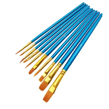 Zestaw 10-calowych, perłowo-niebieskich drewnianych pędzli do akwareli, zestaw pędzli z wełny nylonowej, zestaw pędzli do oleju
