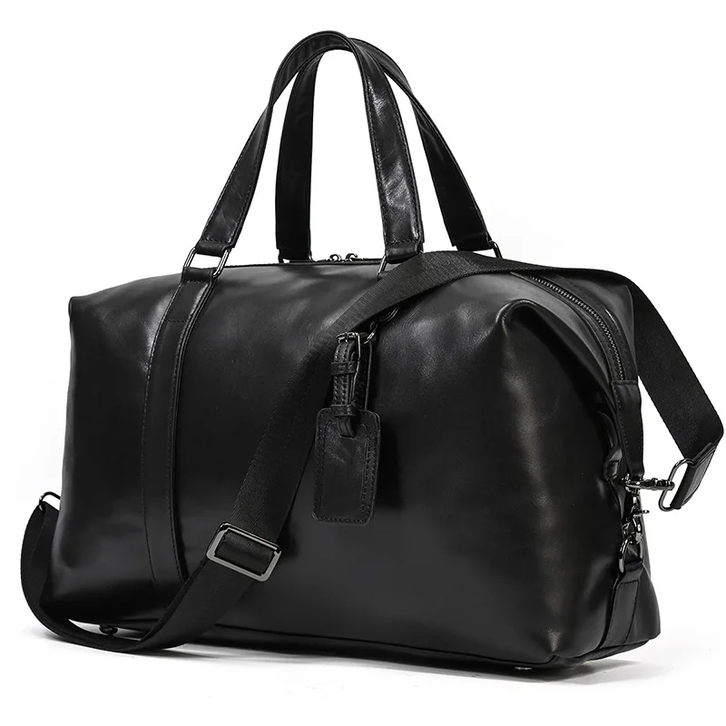 

Leather men's travel short business trip business hand luggage large capacity leisure fitness messenger bag