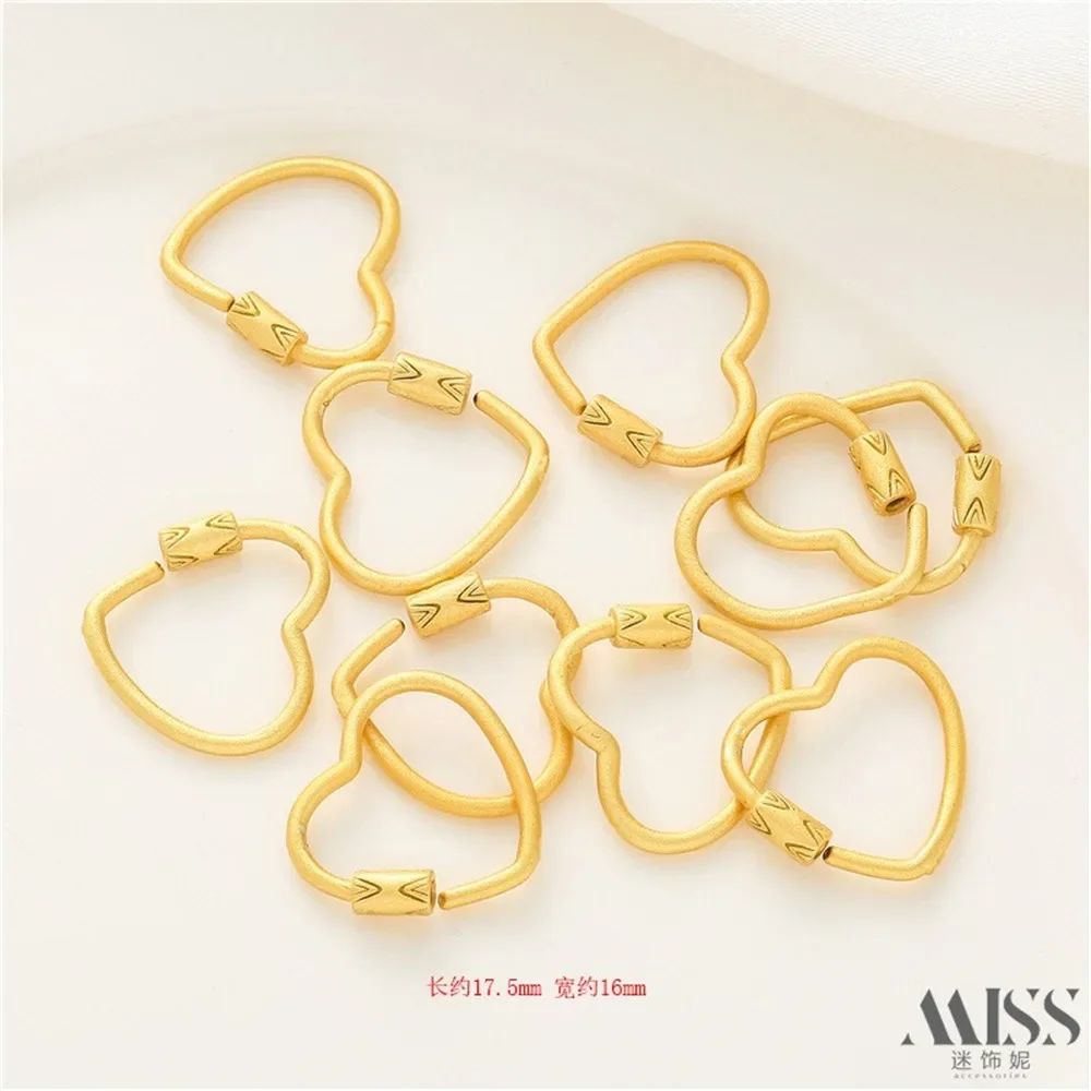 Oro sabbia Oro opaco Colore 18k Fibbia a forma di cuore Fibbia di collegamento Accessori fai da te Fibbia di coda Bracciale collana fatto a mano