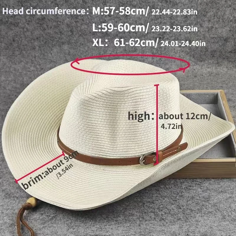 Big Size 62cm Cowboy Hat for Men Women New Foldable Summer Outdoor Beach Jazz Straw Hat UV Sun Protection Travel Fashion Sun Hat