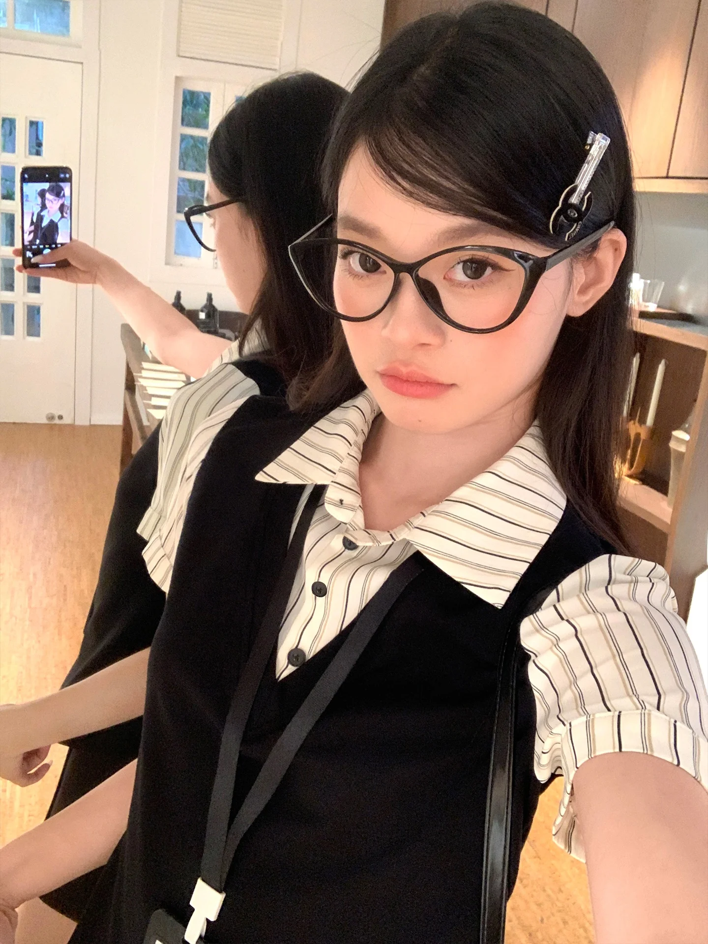 Slim Fit Striped Short Sleeve T-Shirt Women's Summer Korean Style Commute Wind Half Sleeve Top False Two-Piece Casual Shirt