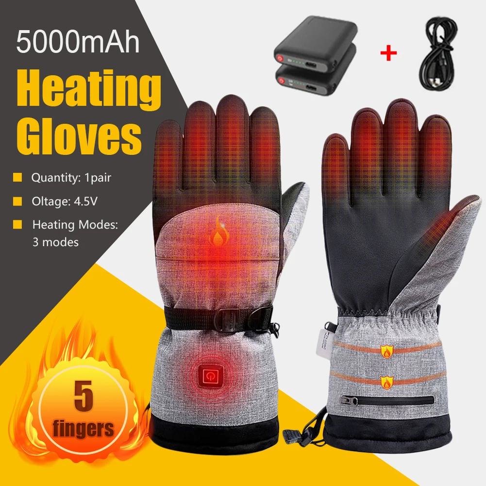 Heated Gloves Battery Powered Winter Thermal Motorcycle Heating Gloves Waterproof Touch Screen Hand Warmer For Cycling Skiing