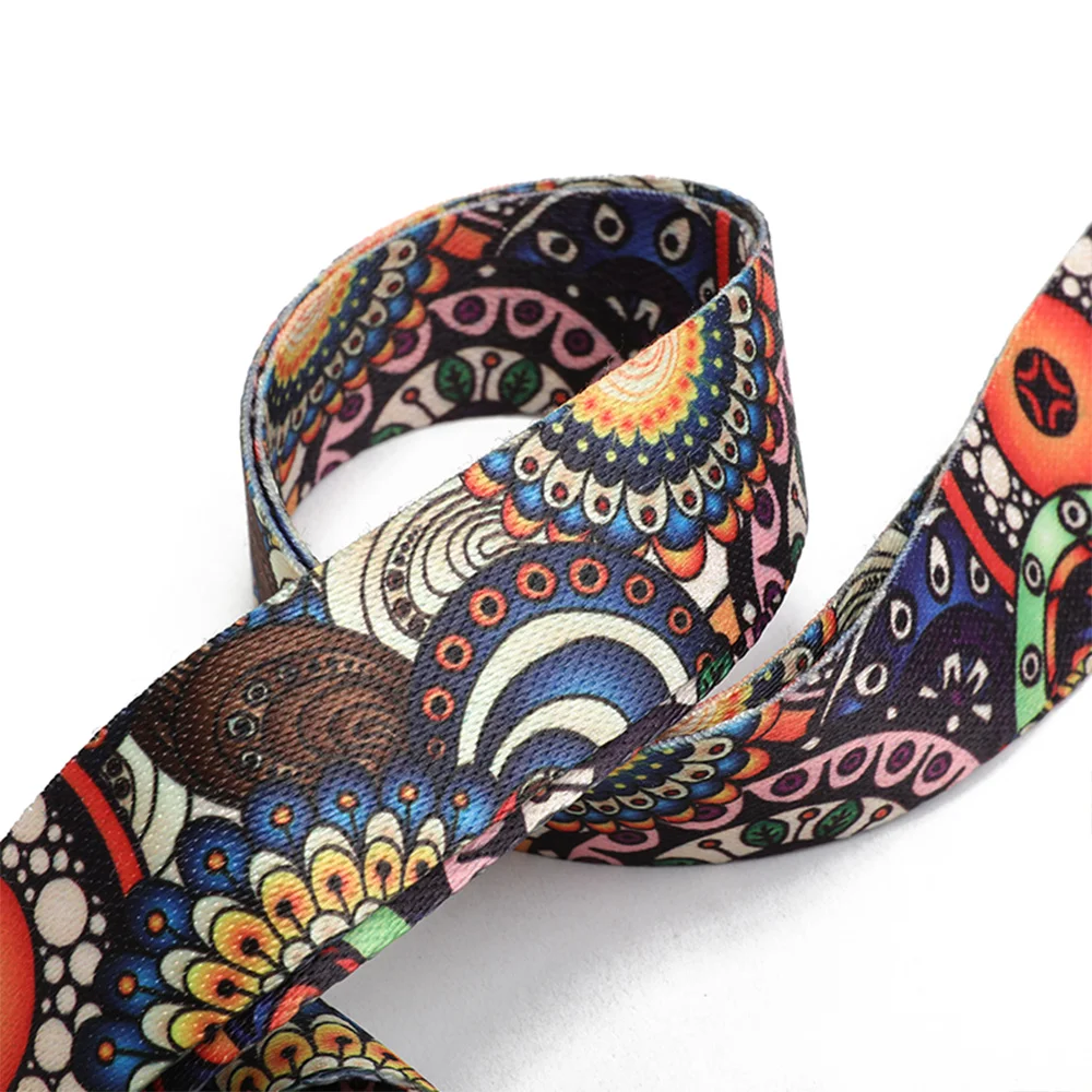 5 Yard 38mm Beautiful Pattern Ribbon Folk Style Webbing for Purse Strap Key Fob Bag Handle Cotton Webbing