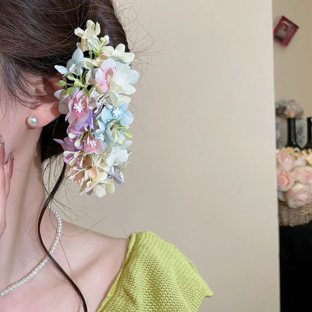 

Elegant Colorful Flower Hair Stick Fairy Simulation Flower Side Clip Bohemian Chinese Style Bride Hair Accessories Daily
