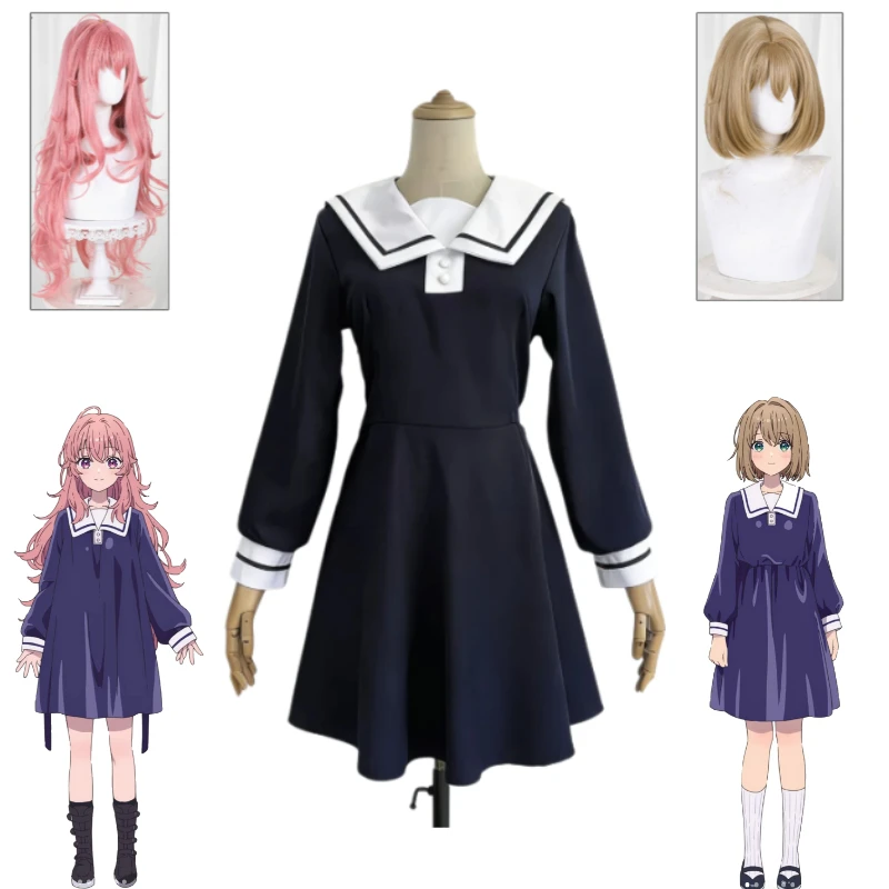 

Lily Military Couple Shina Mimi Cosplay Costume I Want To Love You Till Your Dying Day Dark Button Up Plaid Skirt Uniform Set