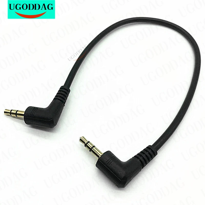 30cm 90 Degree Right Angle 3 pole 3.5mm Aux Audio Flat Cable Cord Male to Male Aux Pair Recording Line for phone car aux Speaker