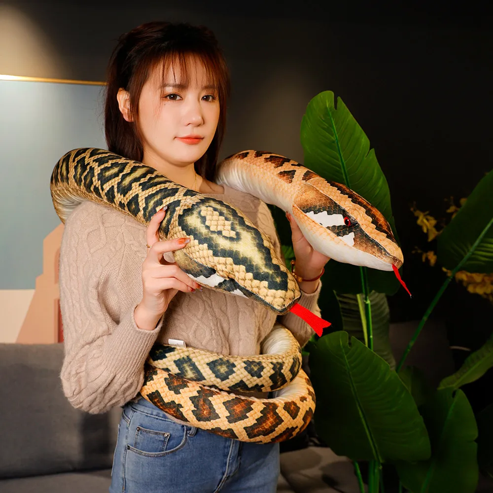 Big Size Simulated Python Snake Plush Toy Giant Boa Cobra Long Stuffed Snake Plushie Pillow Children Boys Gift Home Decoration