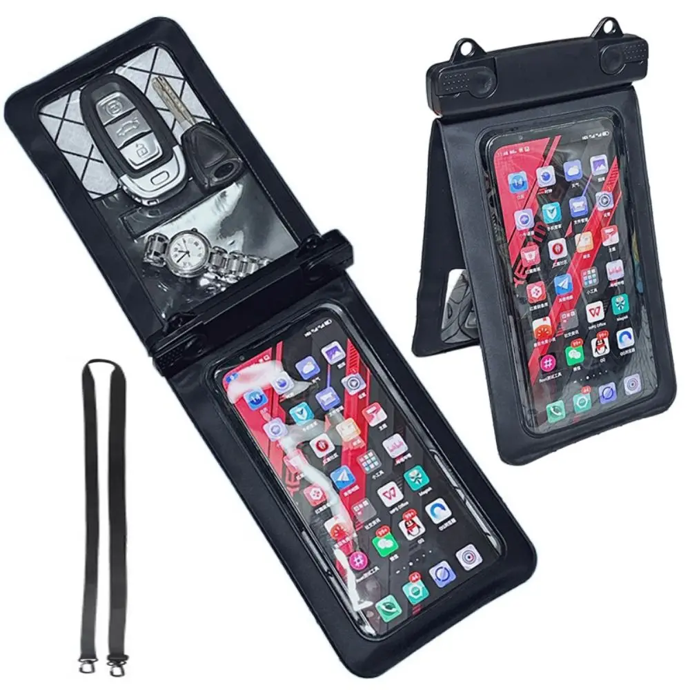 

IP68 Waterproof Underwater Cellphone Storage Bag Touchscreen Double Pocket Clear Swim Phone Cover Songkran Festival Adjustable