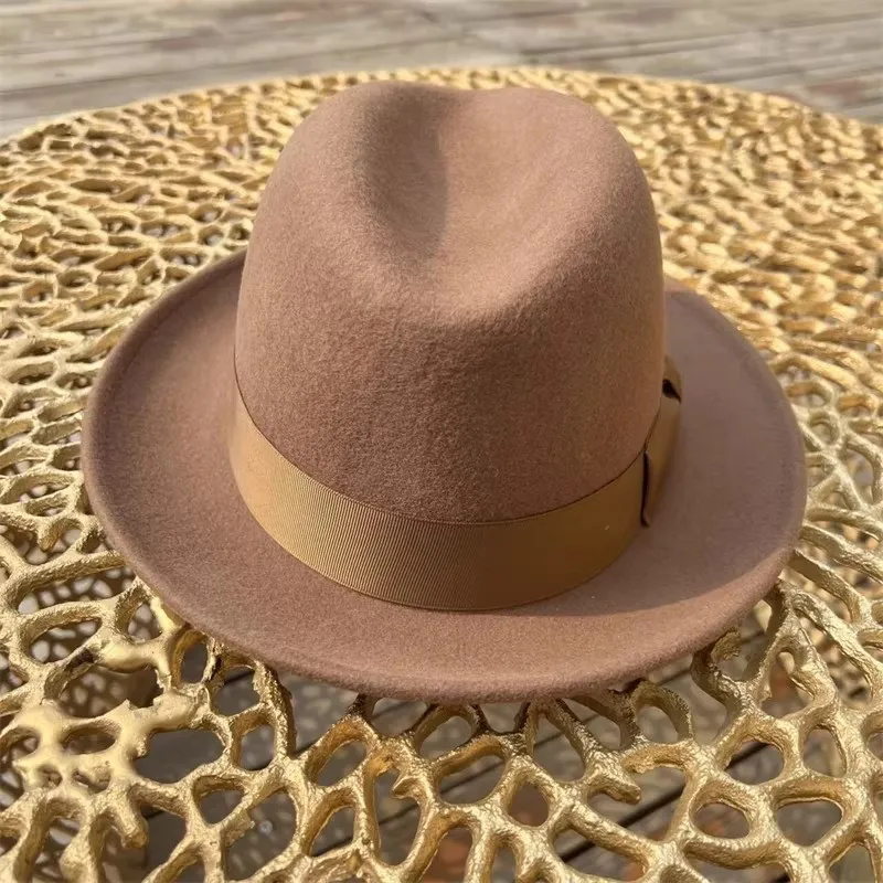 Mens Classic Manhattan Fedora Hat: Vintage Short Brim Trilby Jazz Hat With Belt Bow Decoration- Business Casual Wear