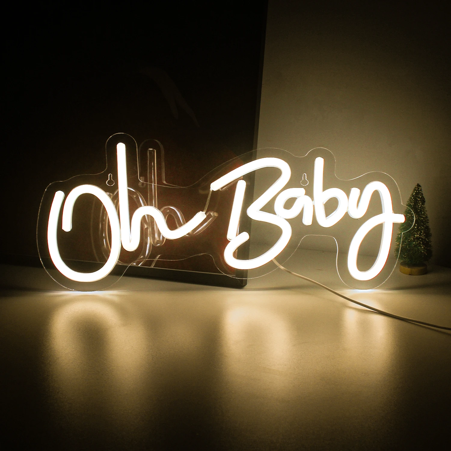 Oh Baby-letrero de neón con luces LED para decoración de dormitorio, Boda, Boda, fiesta, lámpara colgante de pared, decoración artística para habitación, luz nocturna con USB brillante