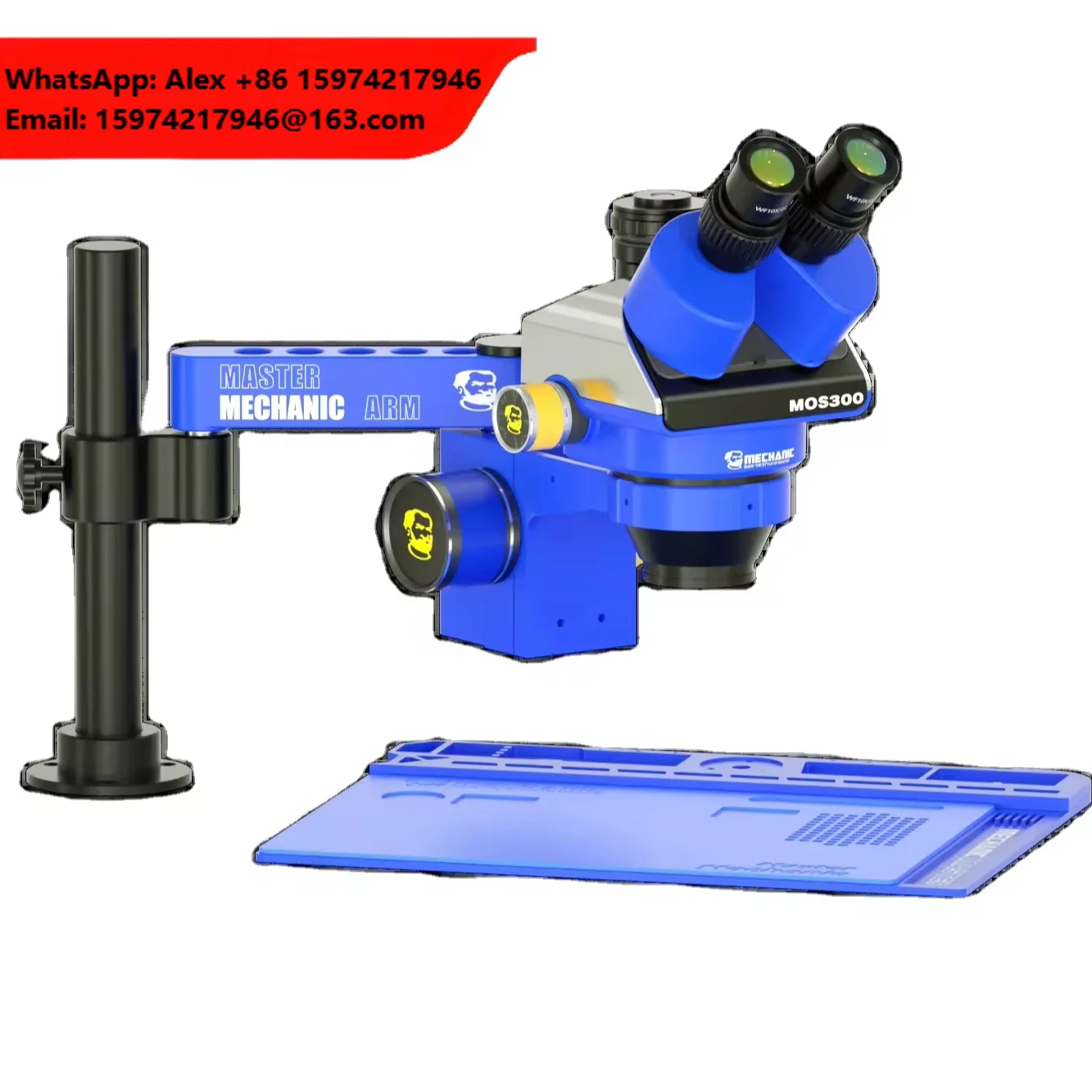 MECHANIC MOS300-M2 Trinocular Stereo Microscope With Adjustable Microscope Arm 6-45X Stand Zoom For Phone Camera Repair Tools