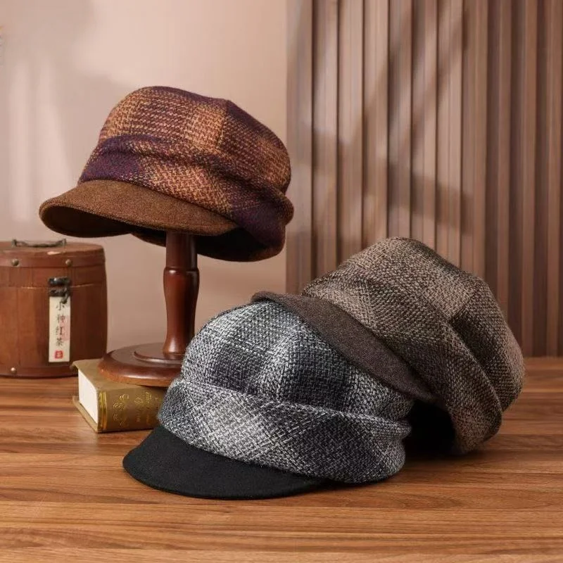 

Осень/зима, британская винтажная восьмиугольная шляпа, шляпа художника для женщин, утягивающая кепка газетчика для лица, шерстяная шляпа вперед