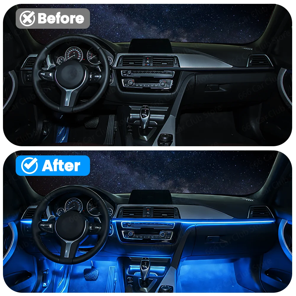 256 Color RGB APP controls Ambient Lighting For BMW 3 Sories F30 3GT Automotive Colored Decorative Light Accessories