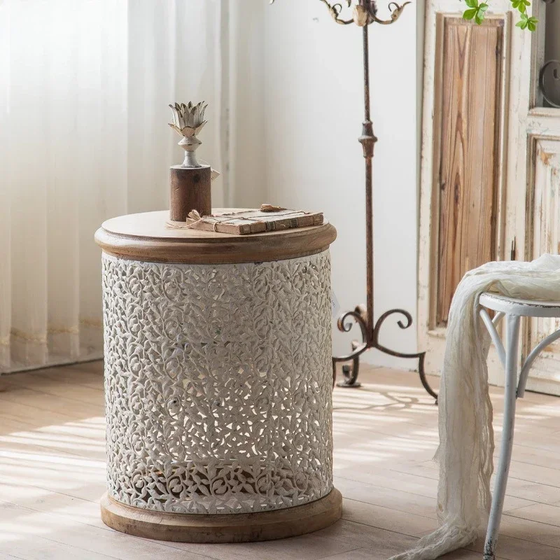 Американский сельский полый резной небольшой журнальный столик, гостиная, диван, уголок для прихожей в семье, спальня в стиле ретро, прикроватная тумбочка