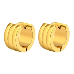 Wide Huggie Hoop Earrings For Women, Stainless Steel 18k Gold Plated Danity Wholesale Piercing Jewelry