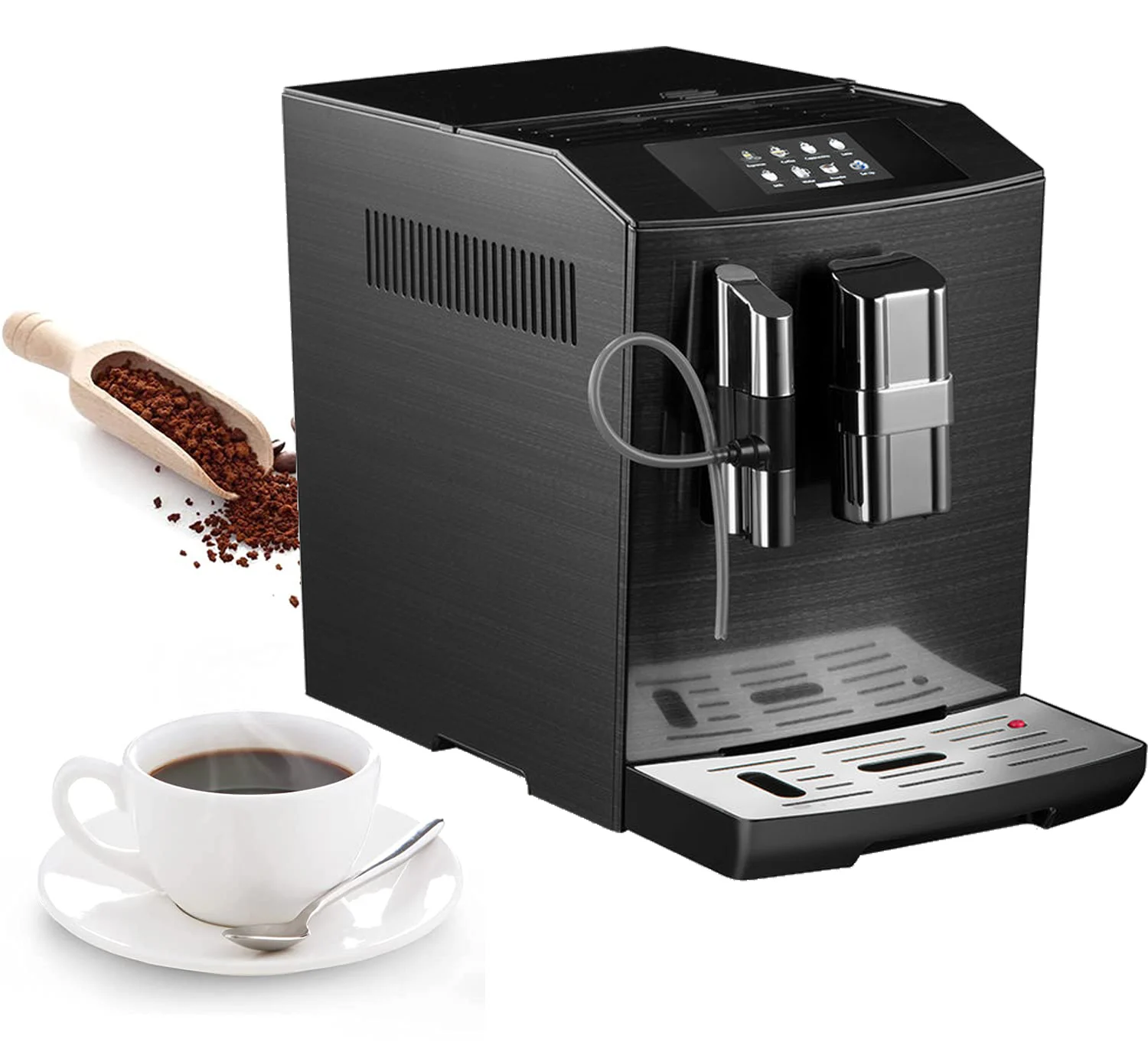 Design Smart Touch Panel Screen Stainless Steel Cappuccino Latte Milk Foam Full Automatic Espresso Coffee Machine