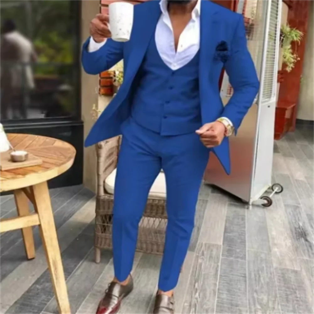 

3 Pieces Elegant Wedding Slim Fit Bridegroom For Men Groomsmen Suit Male Formal Business (Jacket+Vest+Pants) Tuxedos Suits