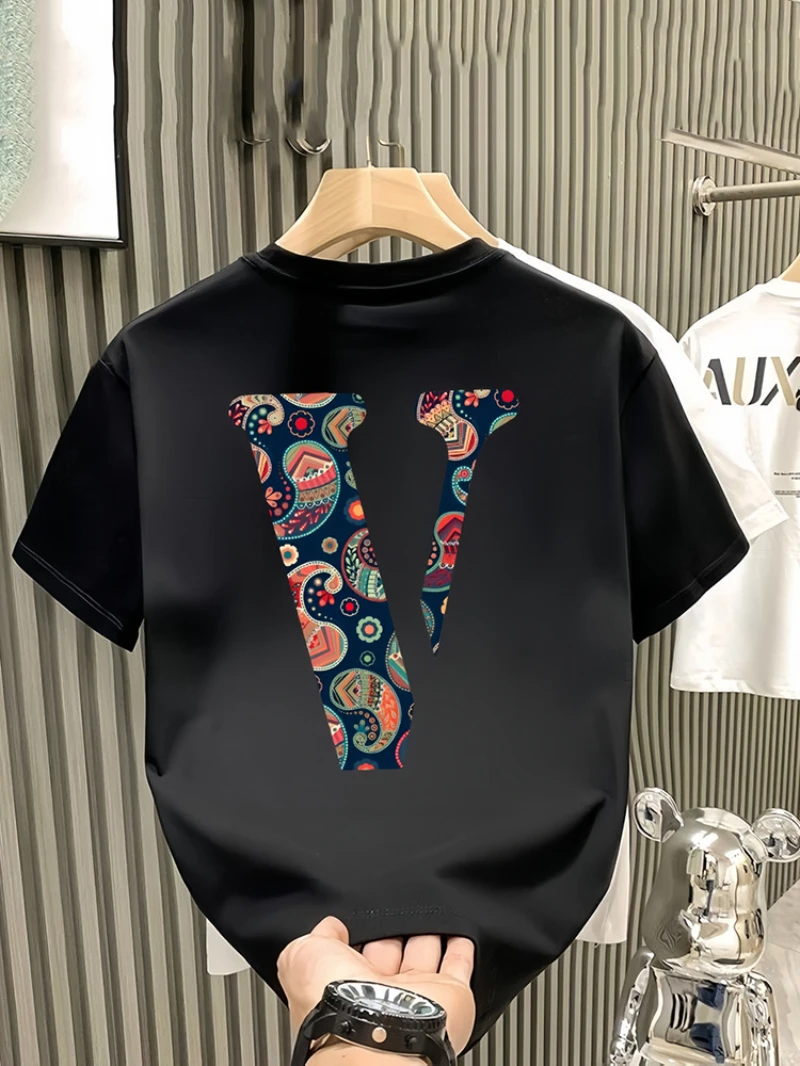 

2026 Весна-Лето, модная новая универсальная футболка с короткими рукавами, крутая, уменьшающая возраст, футболка из чистого хлопка с забавным принтом