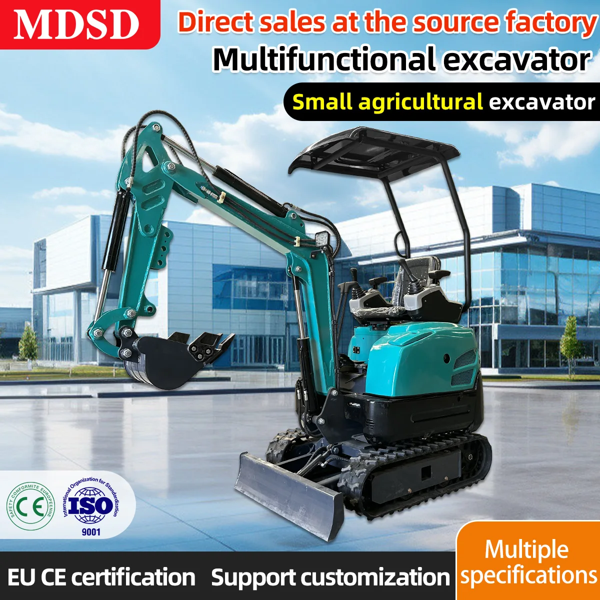 Spedizione veloce Mini escavatore cingolato da 1,2 tonnellate EPA EURO5 Motore Mini escavatore idraulico Mini escavatore agricolo Vendita personalizzata