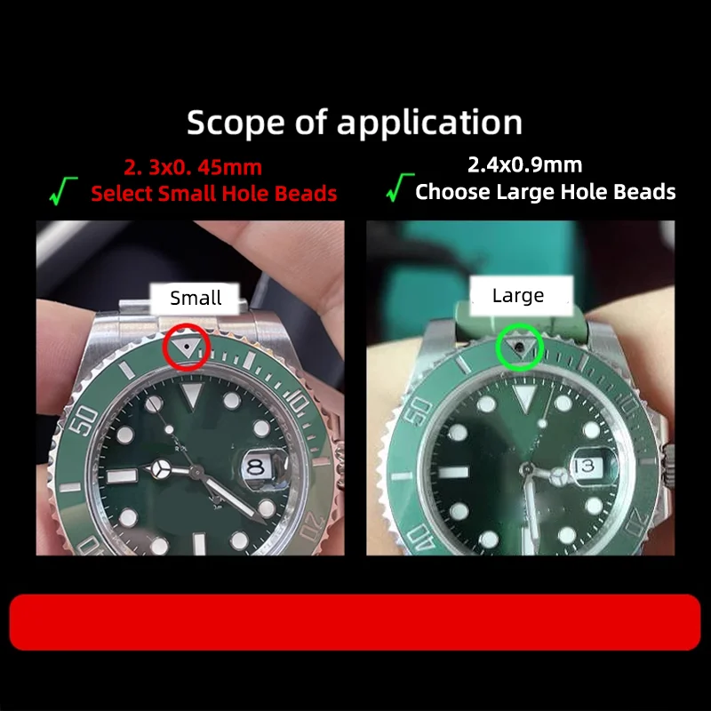 For Rolex Sea Dweller Submariner Blue Green Black Water Ghost Luminous Beads Night Pearl Bezel Insert Ceramic blue-green luminou - Image 5