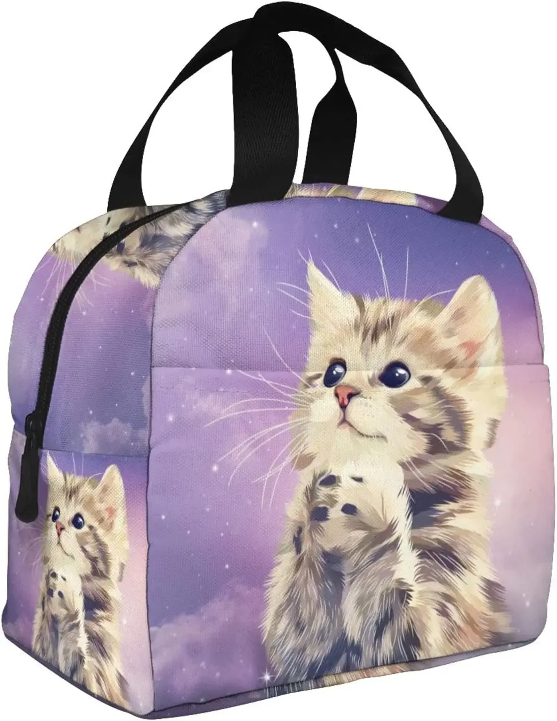 Galaxy Cat Lunch Bag Insulated Lunch Box Reusable Cooler Thermal Meal Tote For Women Girl Boy