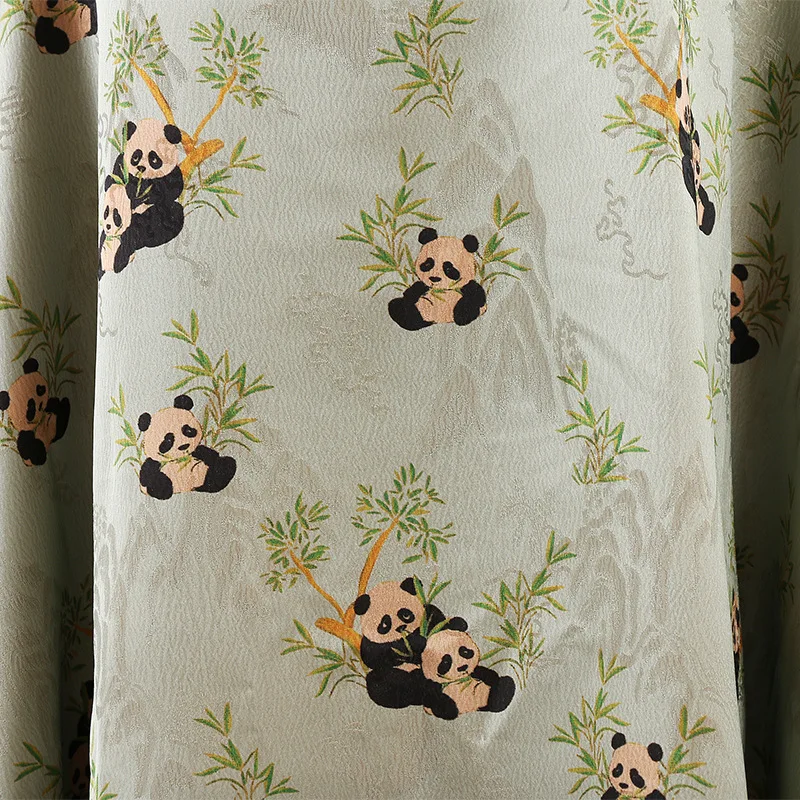 

Mountain Panda Bamboo Xiangyun Gauze Jacquard Fabric Sewing Material For Chinese-Style Hanfu Cheongsam Vest Outerwear Designer