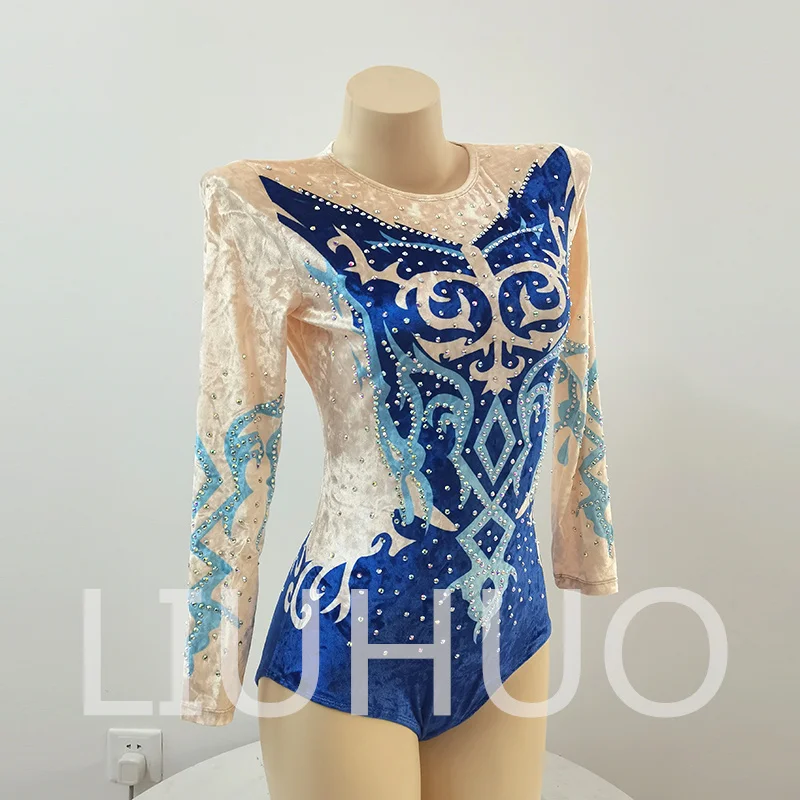 LIUHUO 리듬 체조 레오타드 긴 소매 어린이를 위한 경쟁적인 치어리딩 성능