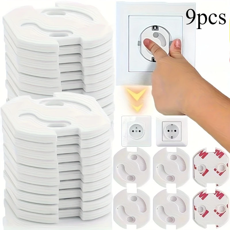 9pcs Durable Plastic Safety Locks for Standard Outlets, Secure Socket Protection Covers for Home and Office Use
