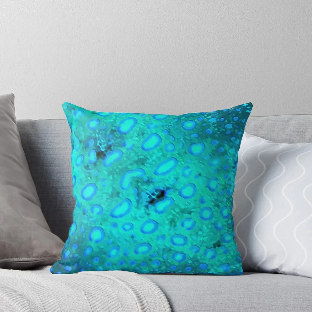 Blue and Turquoise Spotted Fish Print Throw Pillow Sofa Cushions Pillows Aesthetic pillow