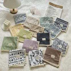 2026 Korean Style New All-Match Artistic Floral Cotton Small Square Towel Headscarf Vintage Ornament Women luxury scarf