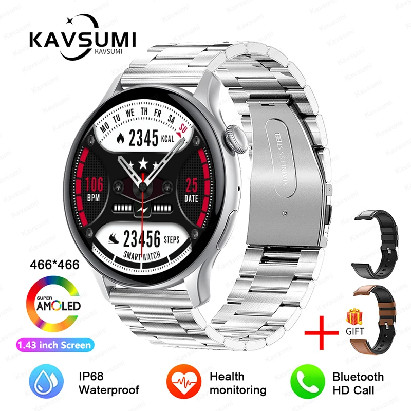 GUHUAVMI 2025, NEUE NFC-GPS-Smartwatch für Damen, AMOLED, immer auf dem Display, BT-Anruf, Herzfrequenz, Blutdruck, Fitness-Track, Smartwatch für Damen 5