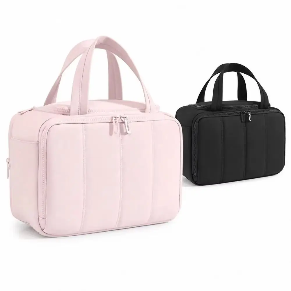 Large Capacity Travel Toiletry Bag Dry-wet Separation Adjustable Dividers Portable Cosmetic Pouch Mesh Pocket Multi-Compartments