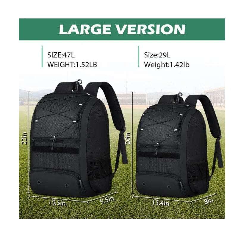 Large capacity Baseball Backpack Lightweight Softball Bat Backpack with Shoe Compartment Softball Bat Bag Softball Equipment