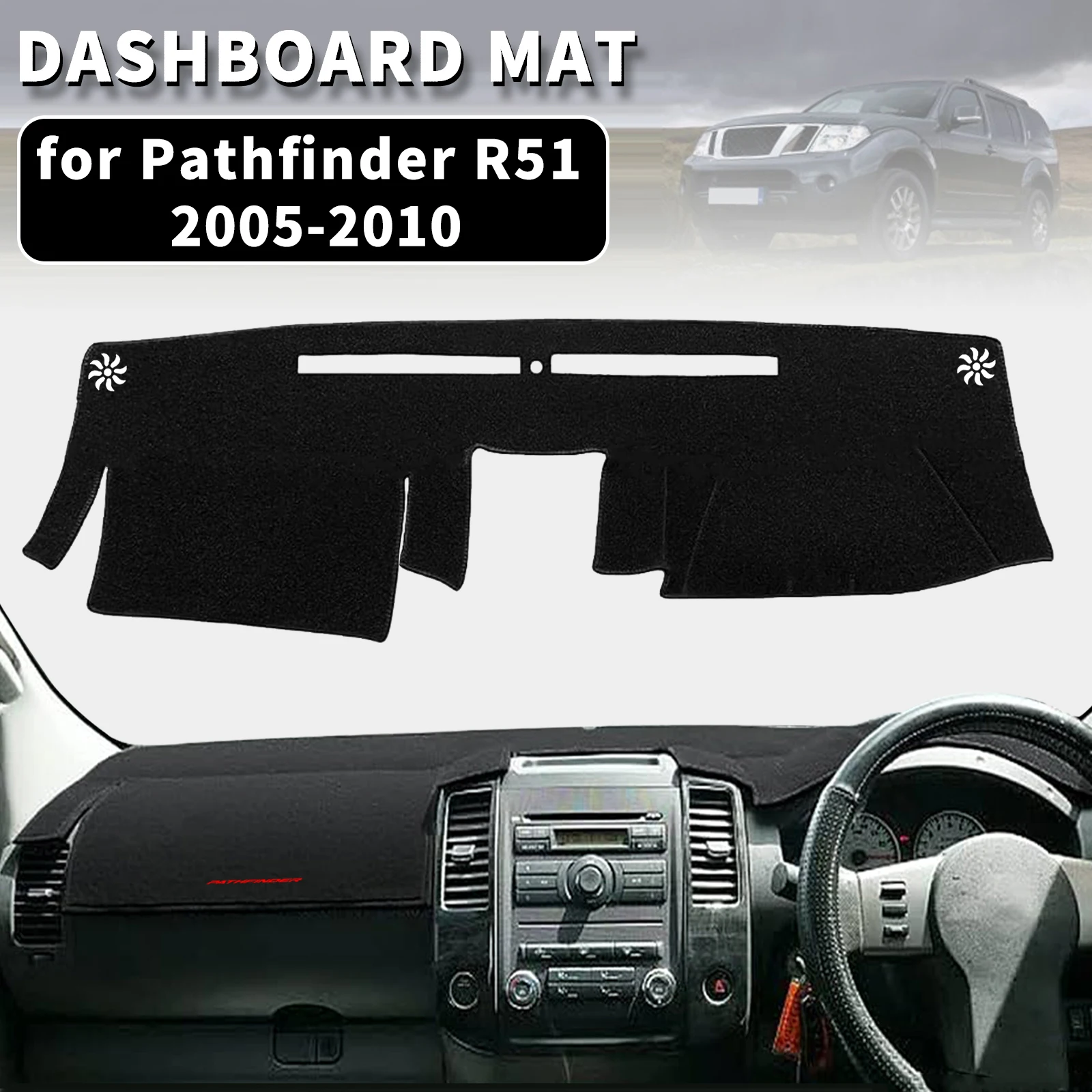 for Nissan Pathfinder R51 2005-2010 Dashmat Dashboard Cover Dash Mat Anti-UV Sun Shade Carpet Pad Car Styling Accessories