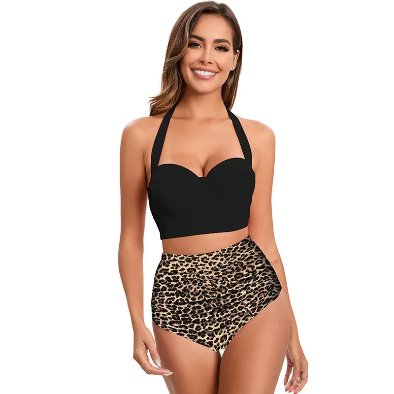 

Push Up High Waist Bikini Sets Leopard Biquini Swimsuit For Women Sexy Vintage Two Pieces 2024 Beach Bathing Suit Retro Swimwear
