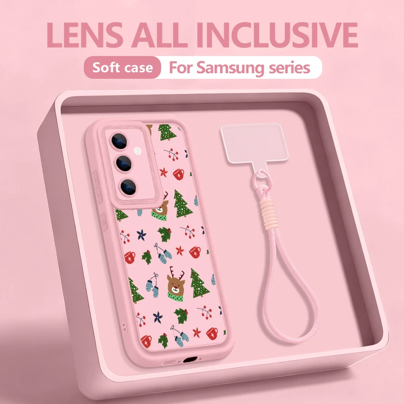 الكرتون الأيائل شجرة عيد الميلاد الحبل الحال بالنسبة لسامسونج S25 حافة S24 الترا S23 S22 S21 FE A17 A54 A15 A35 A55 A16 A36 A56 5G كابا