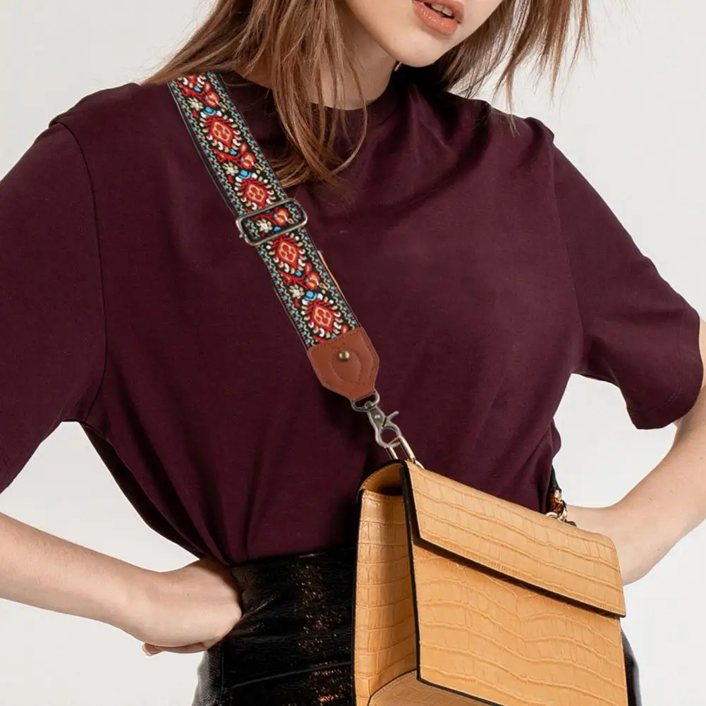 

Laptop Bag Strap Ethnic Style Embroidered Shoulder Bag Strap with Great Tenacity Load Bearing Capacity Interchangeable Handbag