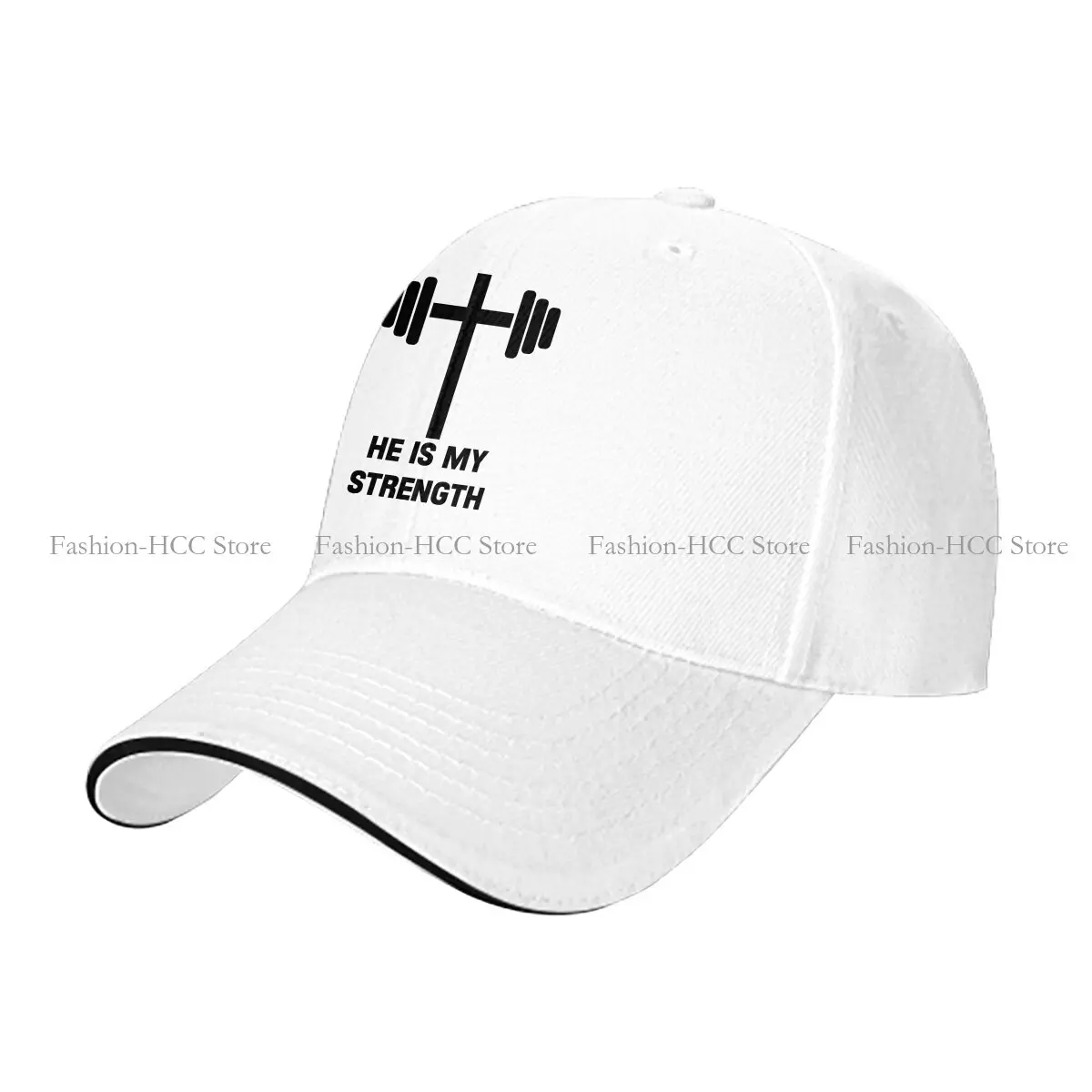 He Is Strength Catholic Gym Motivational Bible Quote God Religious Classic Baseball Cap Men Hats Jesus God Cross Caps