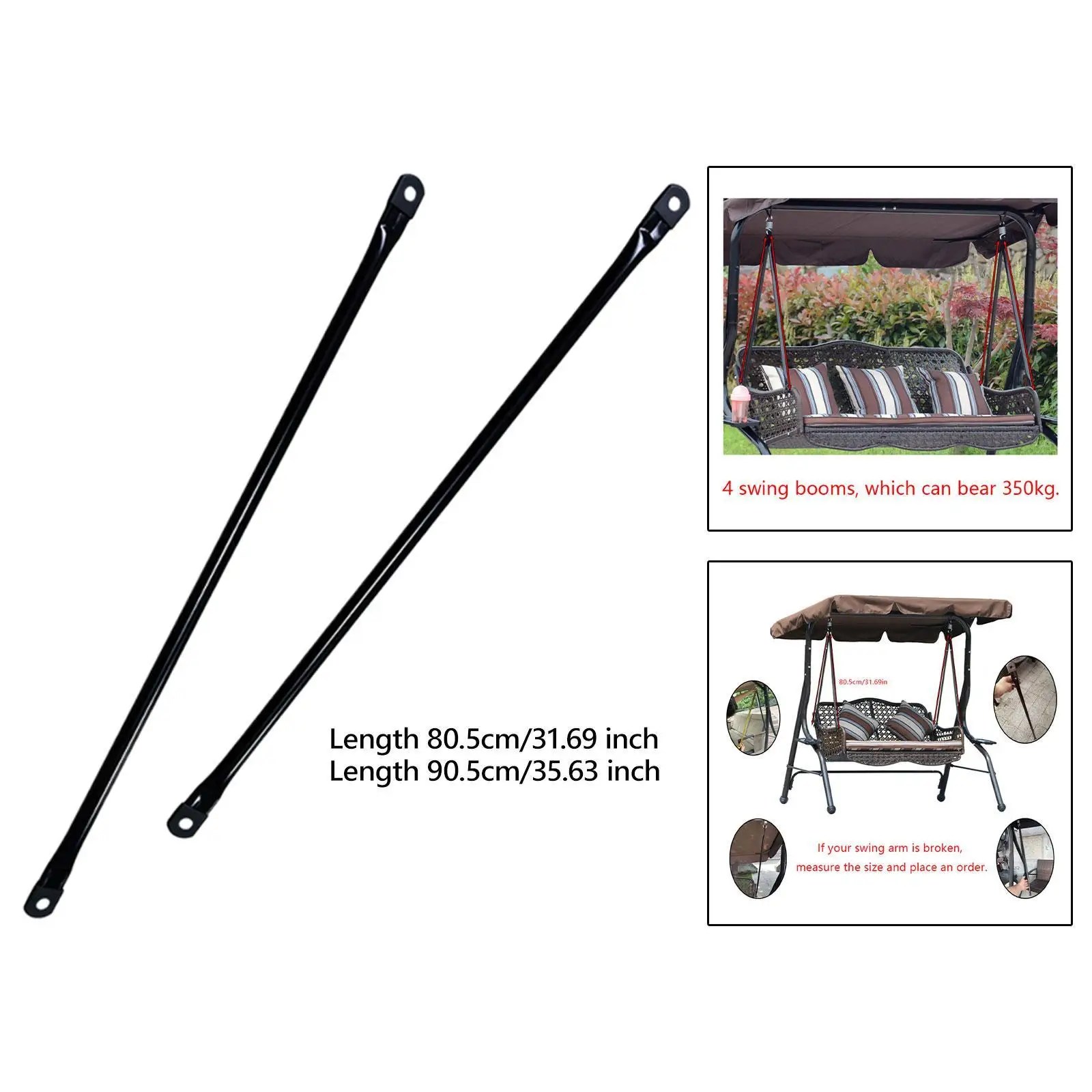 2x Swing Replacement Rods for Tree Swing for Backyard Garden Swing Seat