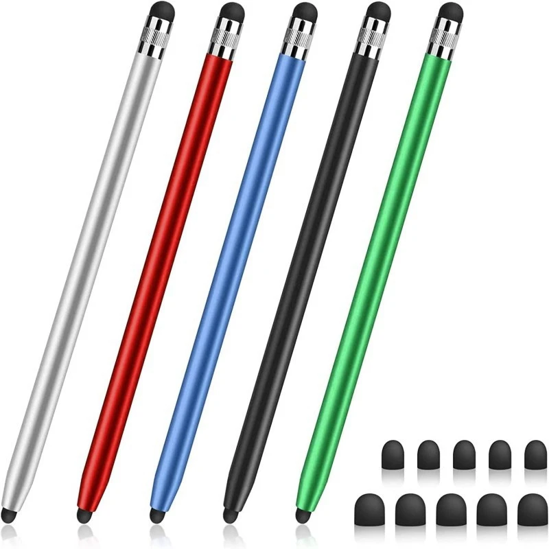 1pc High Quality Universal Pencil Double Silicon Head Touch Capacitive Screen Stylus Caneta Capacitive Pen For Smartphone