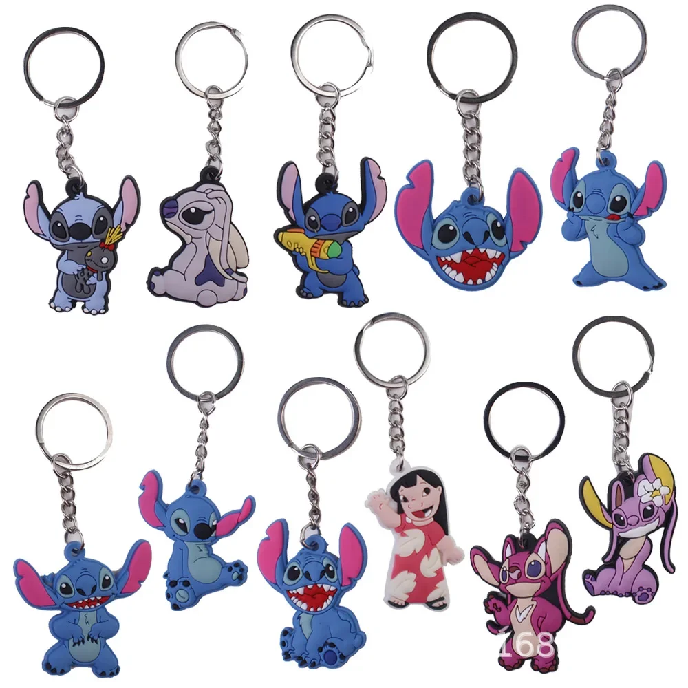 

Disney Lilo & Stitch Keychain Anime Cartoon Cute Doll PVC Keyring Ornament Chain Car Pendant Kids Toys Accessories Gifts