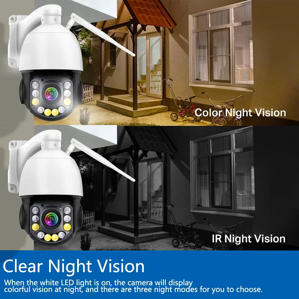 WiFi Video Surveillance 4K 8MP Camera 50X Optical Zoom CCTV AI Human Detect Outdoor Security PTZ IP Cam 60m Color Night Vision