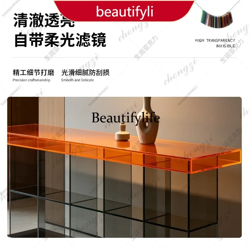 F150 Italian household entrance table Floor-to-ceiling long acrylic shelf Extremely narrow entrance side cabinet