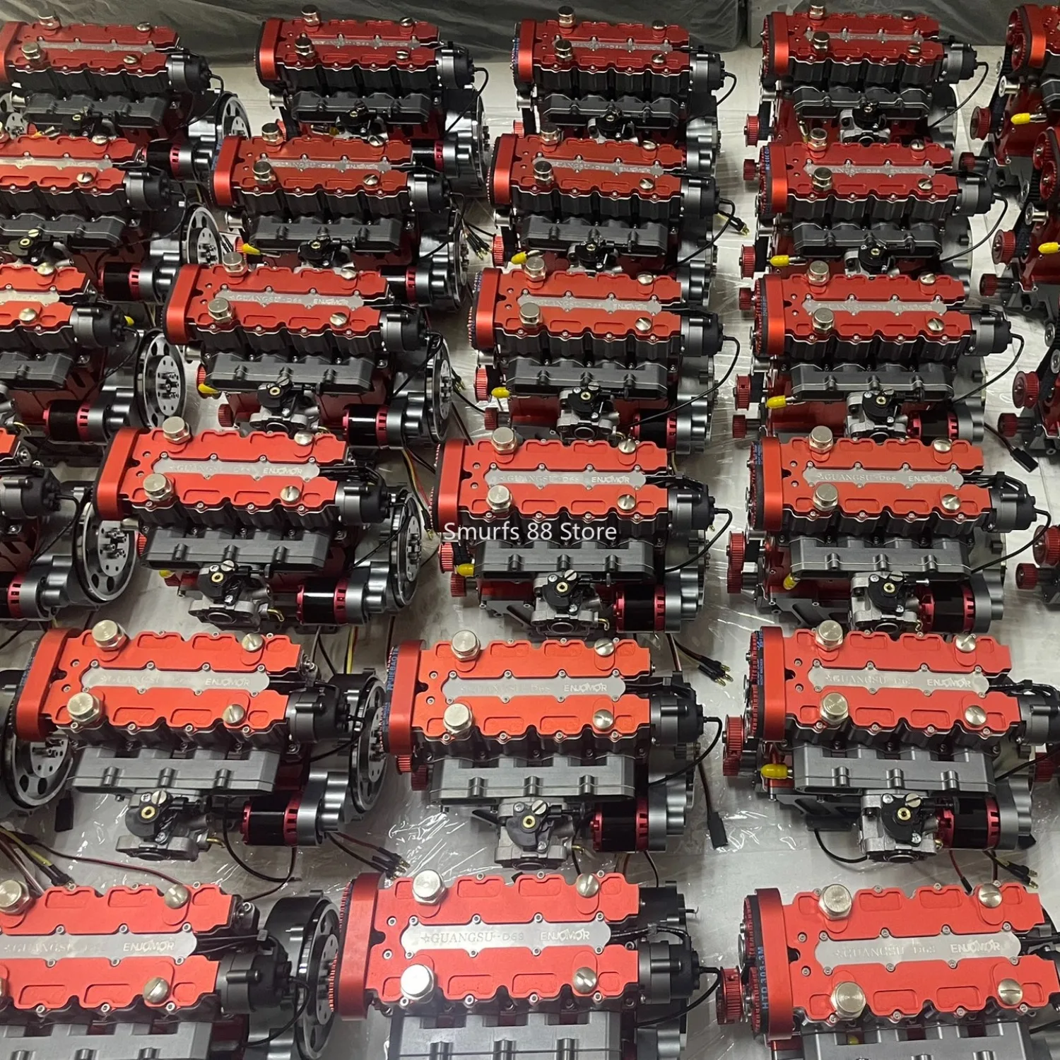 GS-L4 36cc RC Car Engine Model Inline Four Cylinder Four Stroke Engine Model Water-Cooled Version Suitable for RC Boat Toy Gifts
