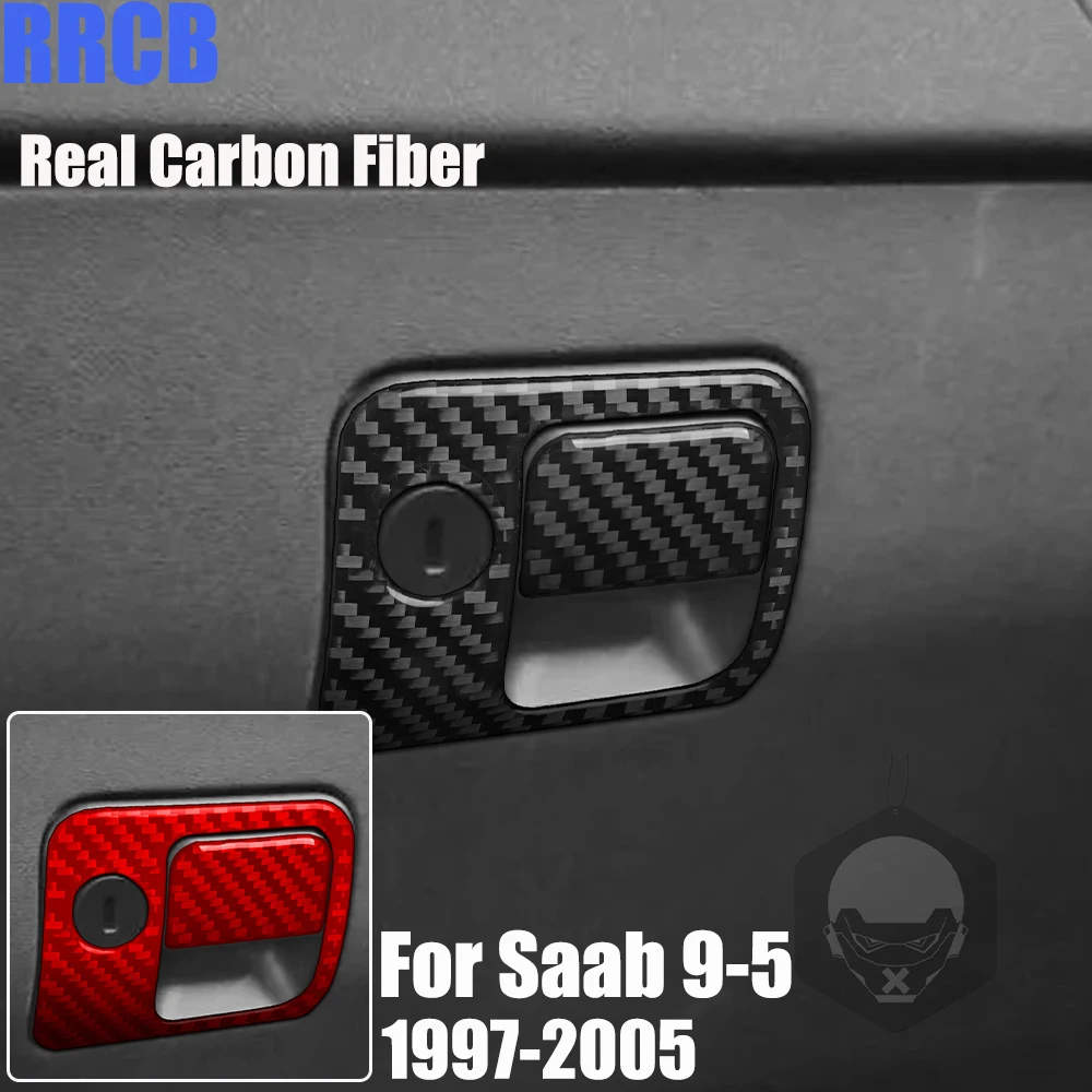 Real Carbon Fiber Car Accessories Glove Storage Set Cover Soft Sticker For Saab 9-5 1997 1998 1999 2000 2001 2002 2003 2004 2005