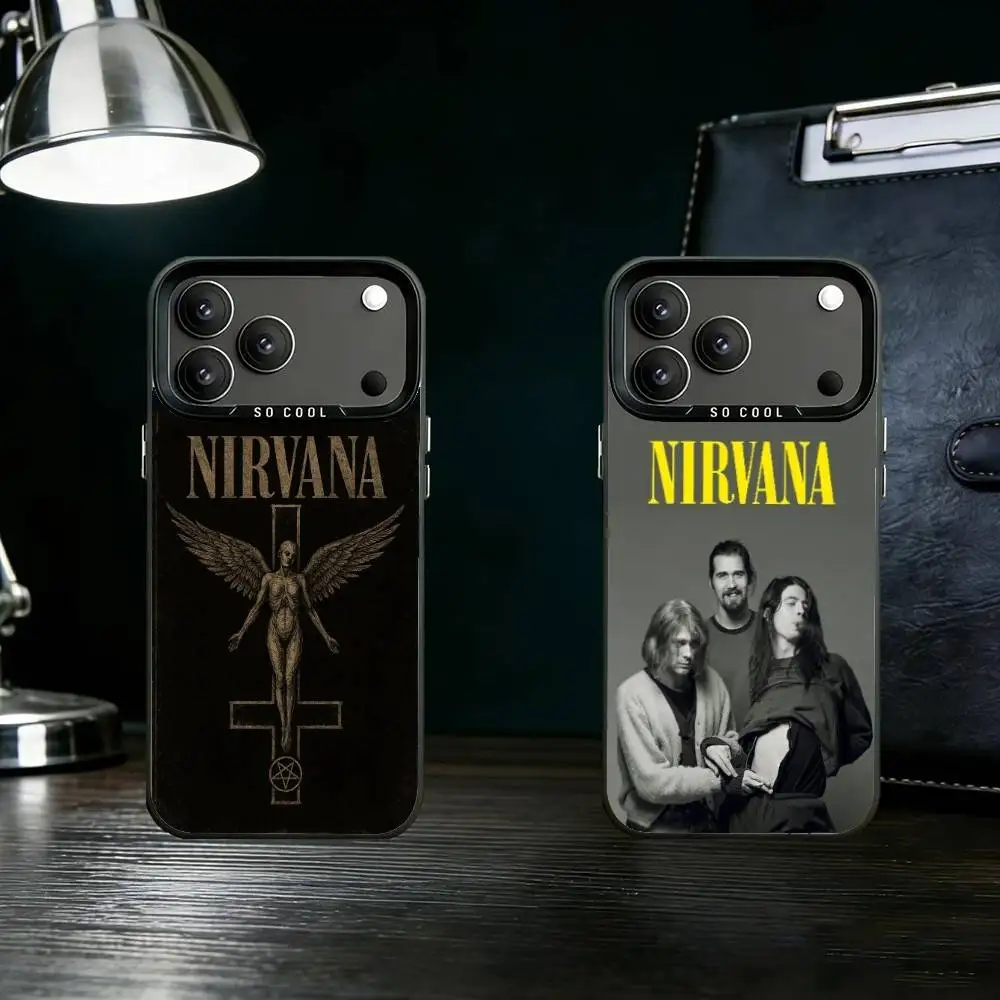 

Nirvana Rock Band Phone Case For iPhone 17 16 15 14 13 12 11 Pro Max Plus Silver Matte Black Cover
